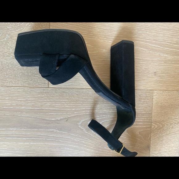 Good American Platform Black Suede Sandal Size 9 - Picture 11 of 11